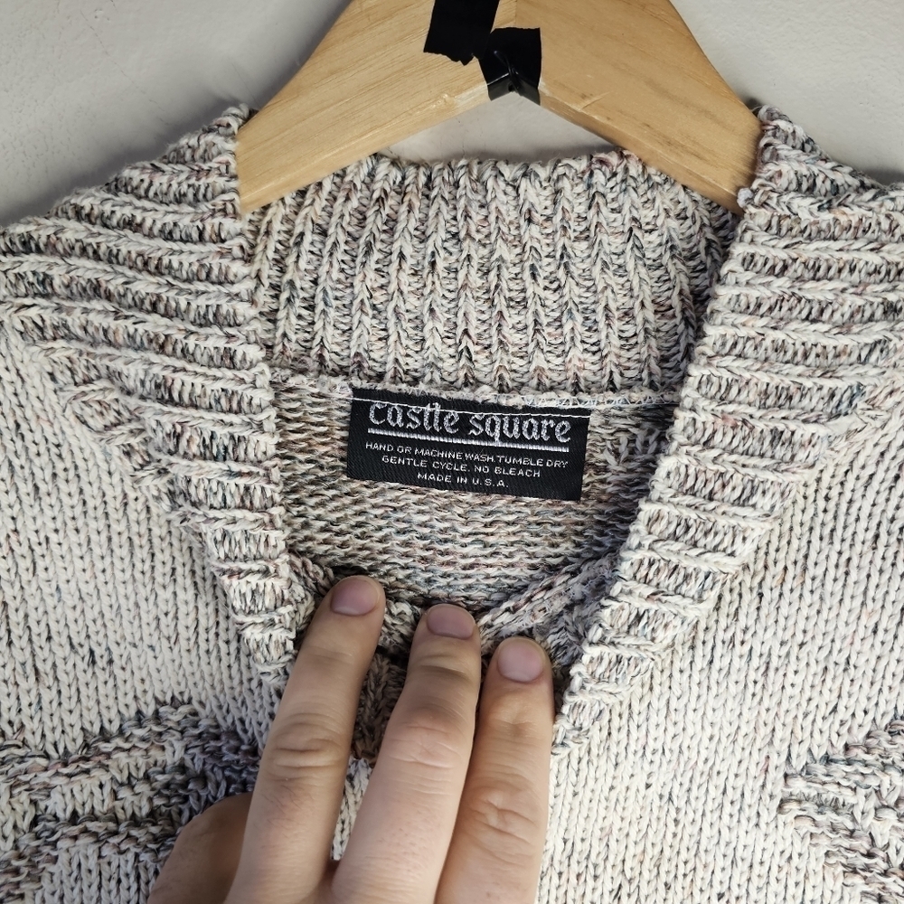 Vintage Castle Square Mock Neck Snowflake Knit Sweater Size Large - Picture 4 of 5